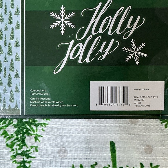 Christmas Tree Dot Shower Curtain Fabric Holiday Decor Green White 70 x 72 In - Picture 6 of 16